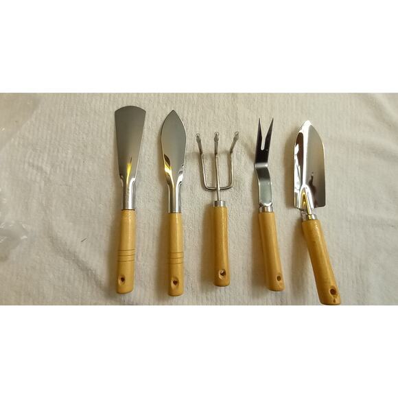 Molaoda Garden Tool Set-5 Pieces of Wooden Garden Hand Tool Set. - Picture 2 of 4